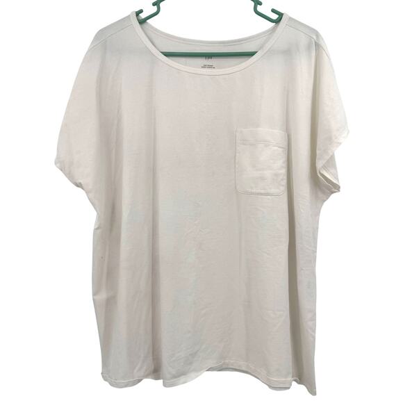 J. Jill Tops - J.Jill Size XL One Pocket Short Sleeve Tee Top T-Shirt Blouse Off White Basic